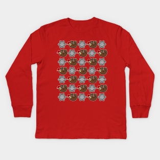 Sloth Christmas Pattern Kids Long Sleeve T-Shirt